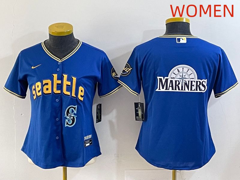 Women 2025 Seattle Mariners Blank Blue City Edition Nike MLB Jersey style 15->women mlb jersey->Women Jersey